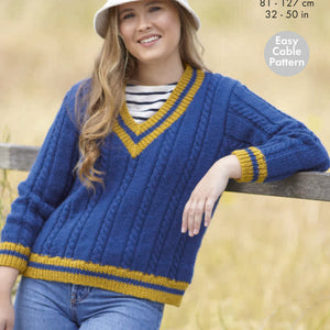 NEW Knitting Pattern: Easy Cable V-Neck Sweater and Tank in Aran Yarn