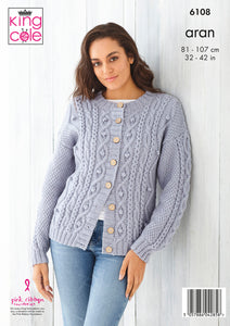 NEW Knitting Pattern: Aran Sweater and Cardigan for Ladies