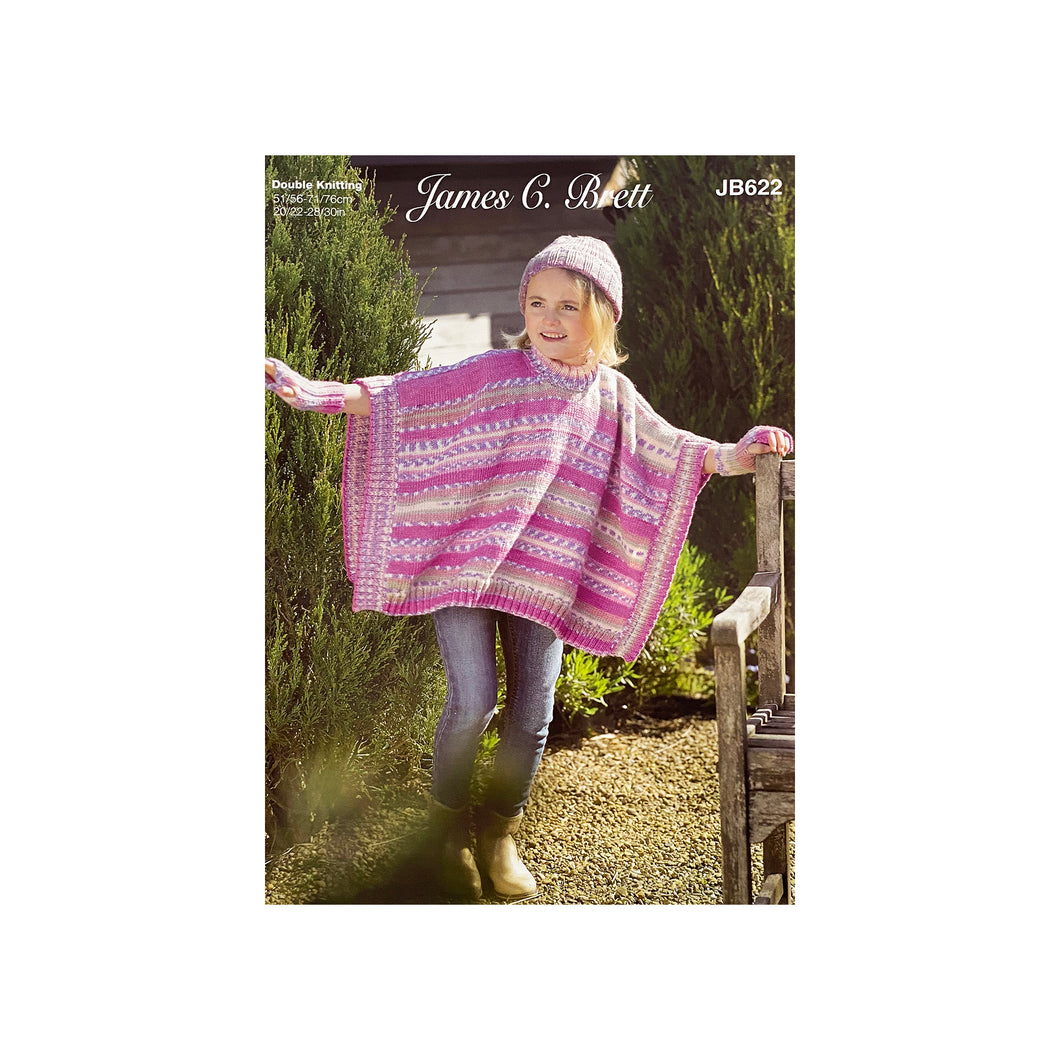 Knitting Pattern: Poncho, Hat and Wrist Warmers for Girls 2-10 Years