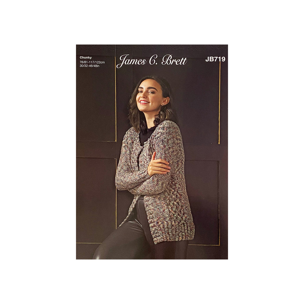 Knitting Pattern: Ladies Cable Cardigan in Chunky Yarn