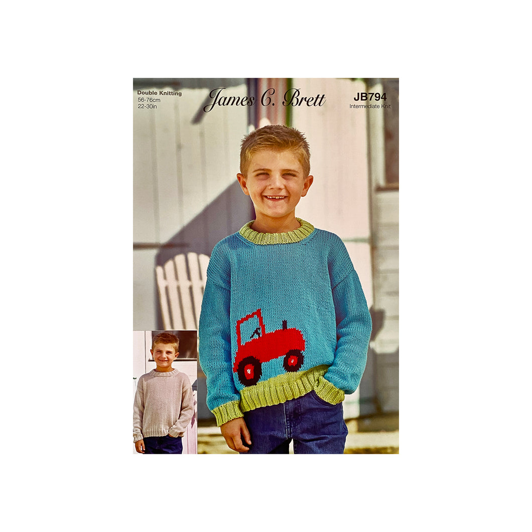 Knitting Pattern: Cotton Tractor Sweater for 3-12 Years