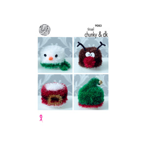 Knitting Pattern: Christmas Toilet Roll Covers in Tinsel Chunky Yarn
