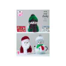 Load image into Gallery viewer, Knitting Pattern: Christmas Tea Cosies in Tinsel Chunky Yarn
