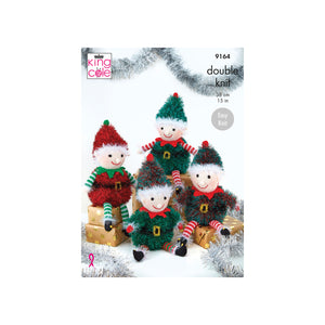 Knitting Pattern: Easy Knit Christmas Elves in Tinsel Chunky and DK Yarn