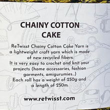 Load image into Gallery viewer, NEW Yarn: Retwisst Recycled Chainy Cotton Cake Bright Five Colour Gradient, 250g
