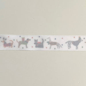 NEW Christmas Ribbon: 25mm, Jolly Dogs Ribbon