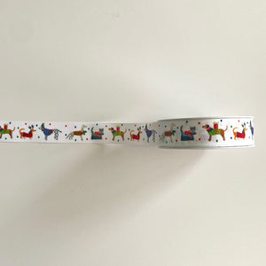 NEW Christmas Ribbon: 25mm, Jolly Dogs Ribbon