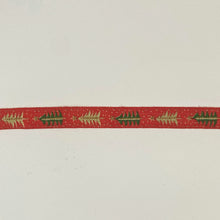 Load image into Gallery viewer, NEW Christmas Ribbon: 15mm, Red Cotton Christmas Tree Ribbon with Sparkle
