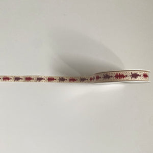 NEW Christmas Ribbon: 15mm, Cotton Christmas Tree Ribbon with Sparkle