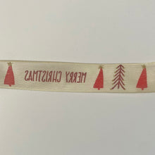 Load image into Gallery viewer, NEW Christmas Ribbon: 25mm, Merry Christmas Tree Cotton
