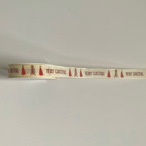 NEW Christmas Ribbon: 25mm, Merry Christmas Tree Cotton