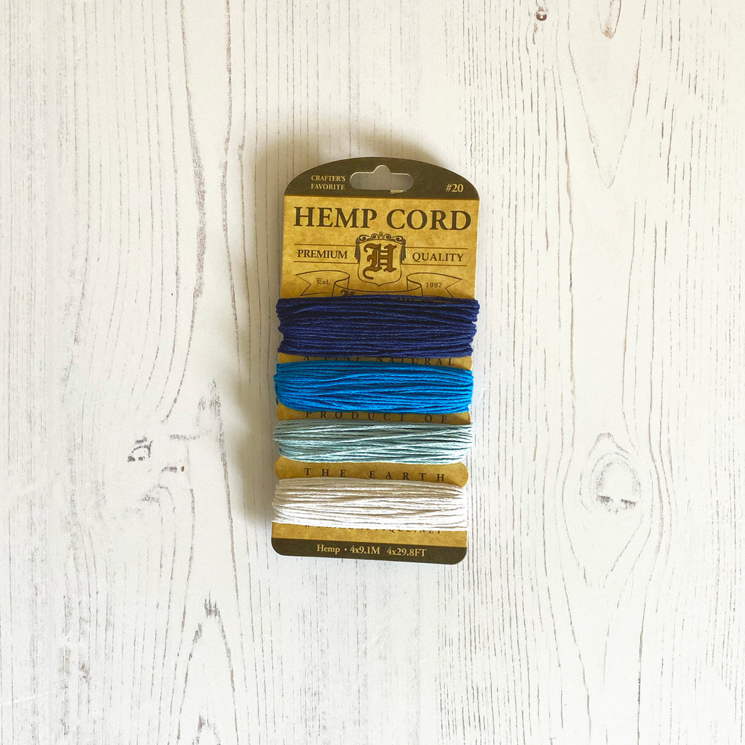 Hemptique 100% Hemp Cord, 4 x 9.1m, 1mm wide. Colour: Tide Pool