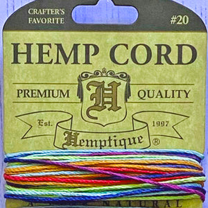 NEW Hemptique 100% Hemp Cord, 4 x 9.1m, 1mm wide. Colour: Variegated #2