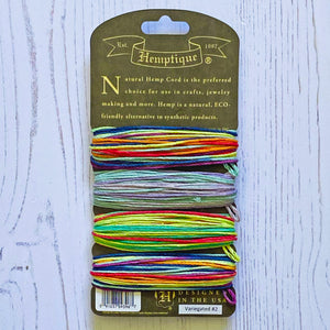 NEW Hemptique 100% Hemp Cord, 4 x 9.1m, 1mm wide. Colour: Variegated #2