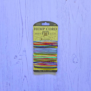 NEW Hemptique 100% Hemp Cord, 4 x 9.1m, 1mm wide. Colour: Variegated #2