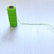 Load image into Gallery viewer, Hemp Cord: Lime Green, 5 or 10mm, 1mm wide
