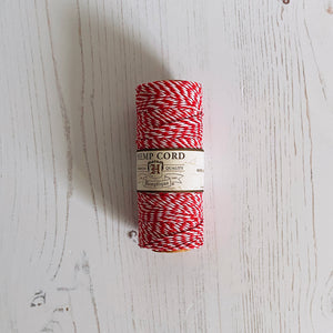 Hemp Cord: Red and White, 5 or 10mm, 1mm wide