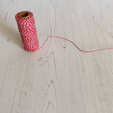 Load image into Gallery viewer, Hemp Cord: Red and White, 5 or 10mm, 1mm wide
