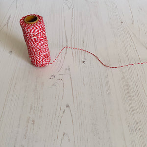 Hemp Cord: Red and White, 5 or 10mm, 1mm wide