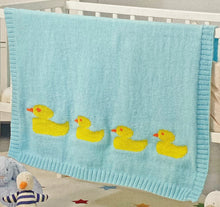 Load image into Gallery viewer, NEW Knitting Pattern: Baby Blanket with Ducks Motif in DK Yarn
