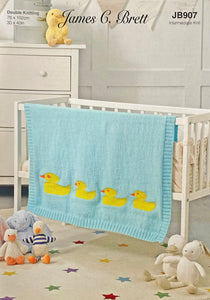 NEW Knitting Pattern: Baby Blanket with Ducks Motif in DK Yarn