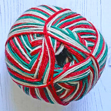 Load image into Gallery viewer, NEW Sock Yarn: Zig Zag 4 Ply in Christmas, 100g Ball
