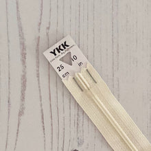Load image into Gallery viewer, Zip: Cream, 25cm (10in), YKK, Closed End
