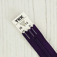 Load image into Gallery viewer, Zip: Purple, 36cm (14in), YKK, Closed End
