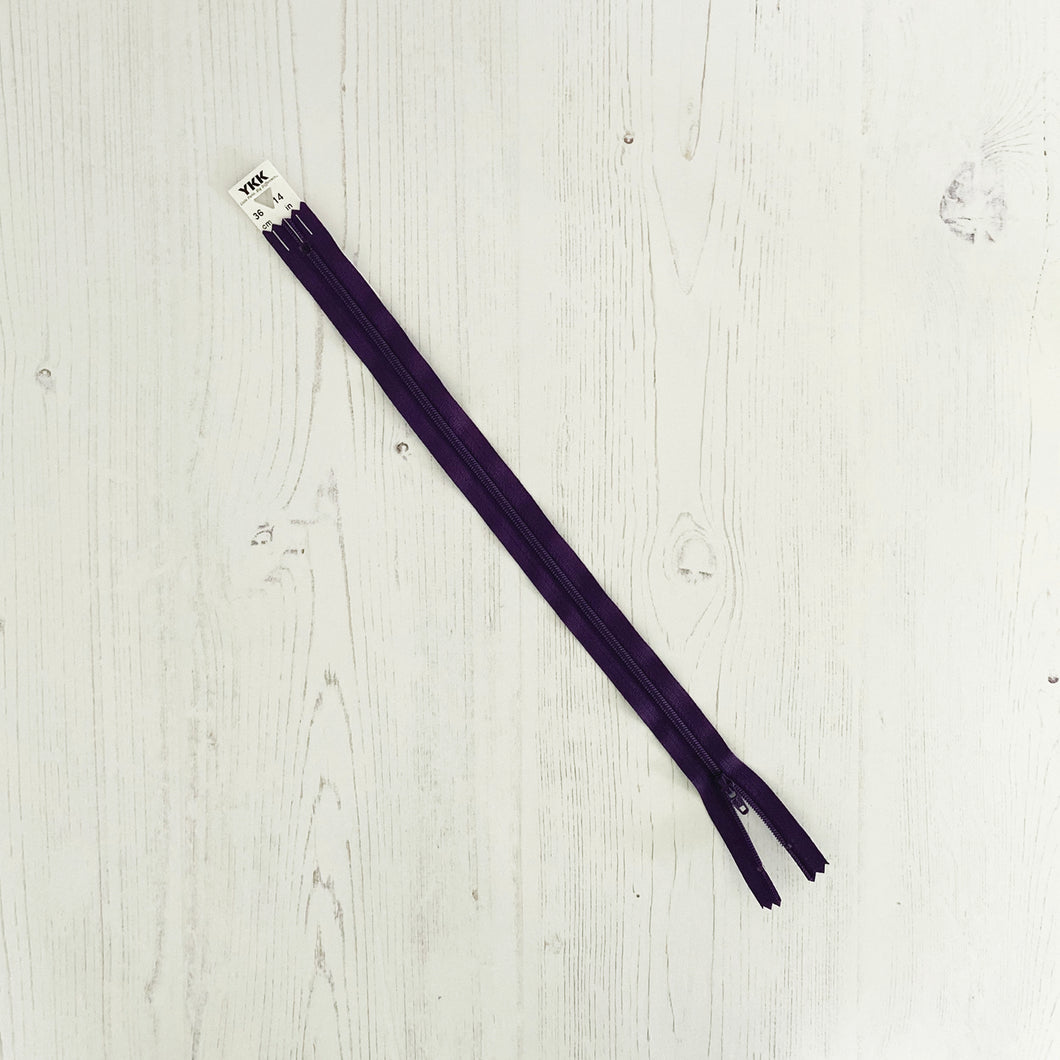 Zip: Purple, 36cm (14in), YKK, Closed End