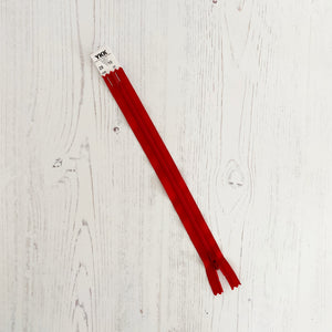 Zip: Red, 25cm (10in), YKK, Closed End
