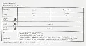 Knitting Pattern: Aliens in Sirdar Touch and Snuggly DK Yarn
