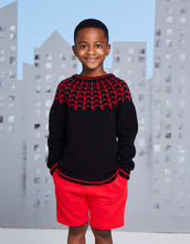 Load image into Gallery viewer, NEW Knitting pattern: Sirdar Superhero Web Sweater in DK Yarn for Kids Ages 3-7

