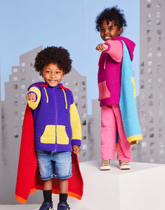 NEW Crochet Pattern: Sirdar Superhero Hoodie and Cape in DK Yarn for Kids 3-7
