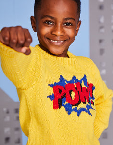 NEW Knitting Pattern: Sirdar Super POWer Sweater in DK Yarn for Kids Ages 3-7