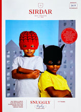 Load image into Gallery viewer, NEW Knitting pattern: Sirdar Super Hero Hats in DK Yarn for Kids Ages 3-7
