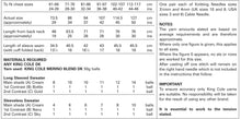 Load image into Gallery viewer, Image of measurements and materials required to knit traditional Cricket jumpers and vests for men and boys. Includes sizes of straight knitting needles and recommended yarn
