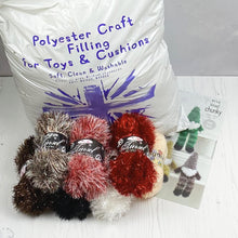 Load image into Gallery viewer, Knitting Kit: Two Gnomes in Red and Brown Tinsel Yarn
