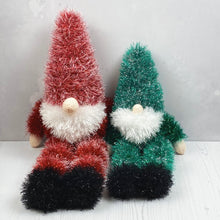 Load image into Gallery viewer, Knitting Kit: Two Gnomes in Red and Green Tinsel Yarn
