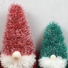 Load image into Gallery viewer, Knitting Kit: Two Gnomes in Red and Green Tinsel Yarn
