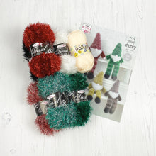 Load image into Gallery viewer, Knitting Kit: Two Gnomes in Red and Green Tinsel Yarn
