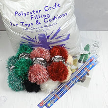 Load image into Gallery viewer, Knitting Kit: Two Gnomes in Red and Green Tinsel Yarn
