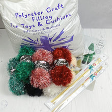 Load image into Gallery viewer, Knitting Kit: Two Gnomes in Red and Green Tinsel Yarn
