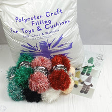 Load image into Gallery viewer, Knitting Kit: Two Gnomes in Red and Green Tinsel Yarn
