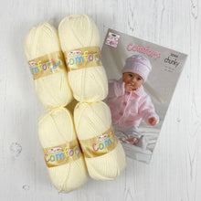 Load image into Gallery viewer, Pattern + Yarn: Chunky Baby Jacket, Sweater, Crossover Cardigan or Hat in Cream or Pink Chunky Baby Yarn
