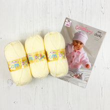 Load image into Gallery viewer, Pattern + Yarn: Chunky Baby Jacket, Sweater, Crossover Cardigan or Hat in Cream or Pink Chunky Baby Yarn
