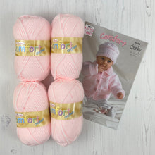 Load image into Gallery viewer, Pattern + Yarn: Chunky Baby Jacket, Sweater, Crossover Cardigan or Hat in Cream or Pink Chunky Baby Yarn

