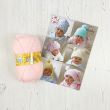 Load image into Gallery viewer, Pattern + Yarn: Baby Hat in Cream or Pink Chunky Baby Yarn
