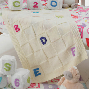 Knitting Pattern: Baby Blanket, Alphabet Blocks and Bunting