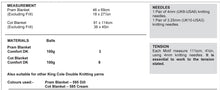 Load image into Gallery viewer, Image of table of measurements and materials required to knit King Cole pattern 3703. Includes quantities of yarn, suggested yarn and size of straight knitting needles
