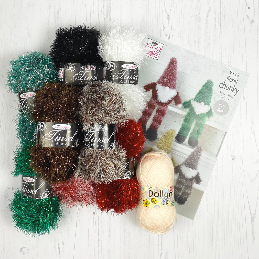 Knitting Kit: Three Gnomes in Tinsel Yarn